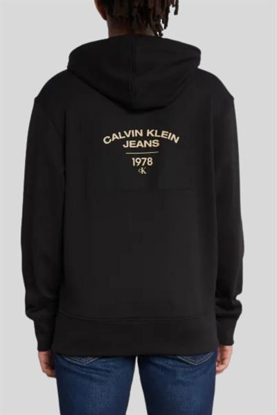Calvin Klein Erkek Kapüşonlu Oversize Sweatshirt Siyah