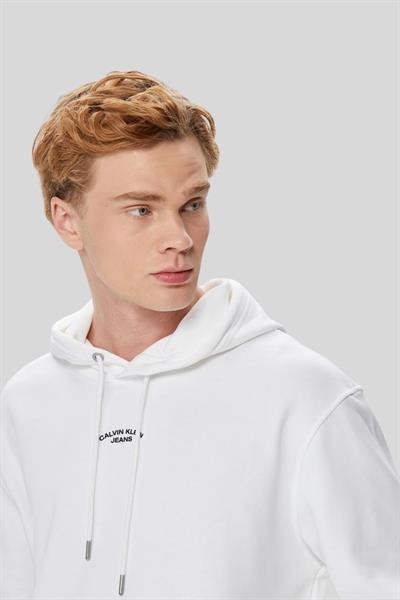 Calvin Klein Erkek Kapüşonlu Oversize Sweatshirt Beyaz