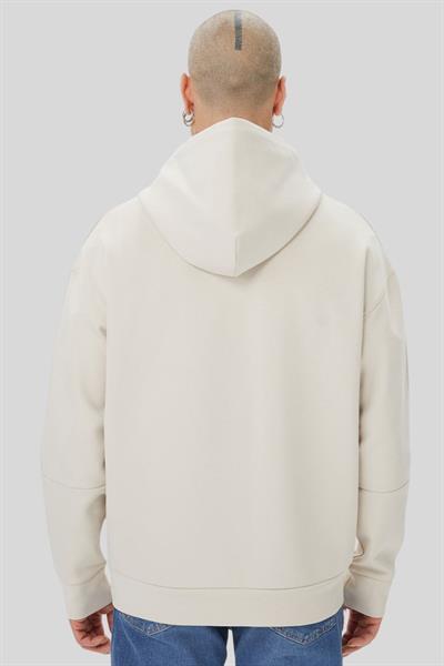 Calvin Klein Erkek Logolu Kapüşonlu Sweatshirt Bej