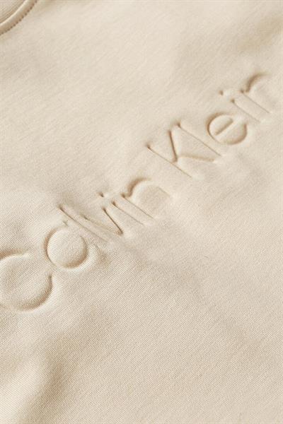 Calvin Klein Erkek Logolu Kısa Kollu Yuvarlak Yaka T-Shirt Bej