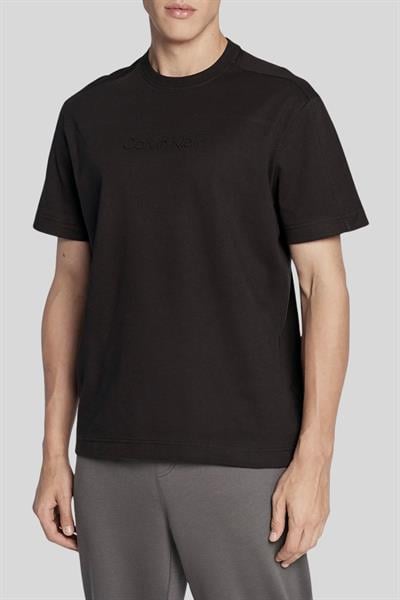Calvin Klein Erkek Logolu Kısa Kollu Yuvarlak Yaka T-Shirt Siyah