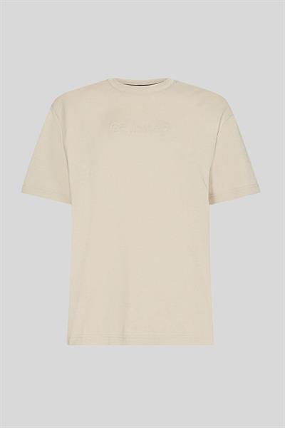 Calvin Klein Erkek Logolu Kısa Kollu Yuvarlak Yaka T-Shirt Bej