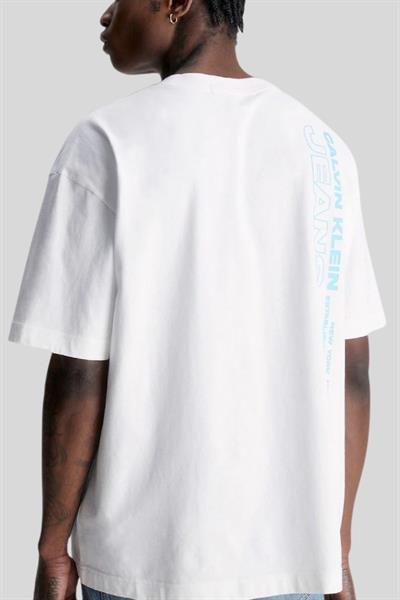 Calvin Klein Erkek Logolu Oversize T-Shirt Beyaz