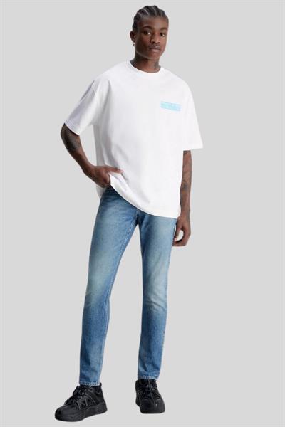Calvin Klein Erkek Logolu Oversize T-Shirt Beyaz