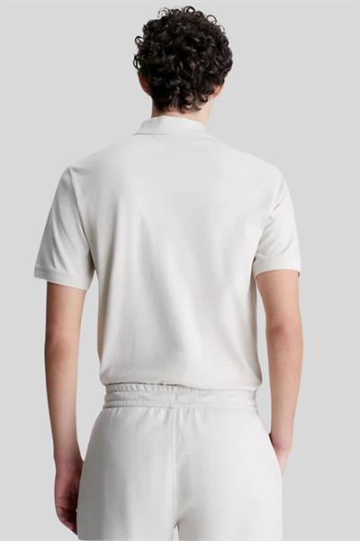 Calvin Klein Erkek Marka Logolu Organik Pamuklu Polo Yaka T-Shirt Bej