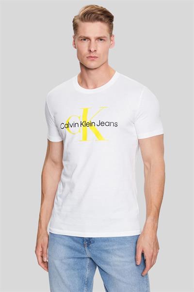Calvin Klein Erkek Mevsimsel Monologo T-Shirt Beyaz
