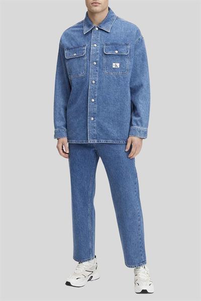 Calvin Klein Erkek Oversize Jean Gömlek Mavi