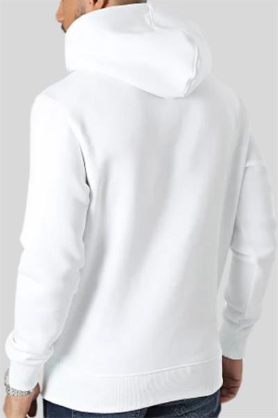Calvin Klein Erkek Pamuklu Kapüşonlu Cepli Monologo Sweatshirt Beyaz