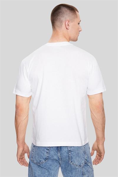Calvin Klein Erkek Regular Fit Baskılı Yuvarlak Yaka T-Shirt Beyaz