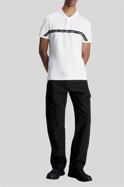 Calvin Klein Erkek Regular Fit Logolu Pamuklu Polo Yaka T-Shirt Beyaz