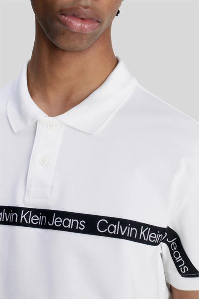 Calvin Klein Erkek Regular Fit Logolu Pamuklu Polo Yaka T-Shirt Beyaz