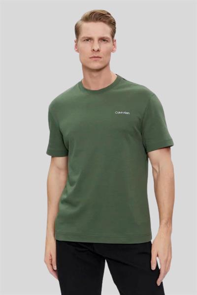 Calvin Klein Erkek Regular Fit Logolu Kısa Kollu Pamuklu T-Shirt Yeşil