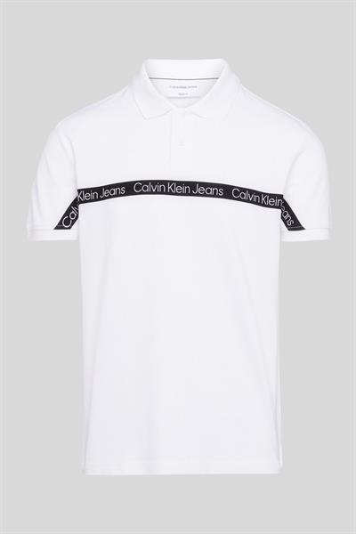 Calvin Klein Erkek Regular Fit Logolu Pamuklu Polo Yaka T-Shirt Beyaz