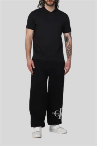 Calvin Klein Erkek Regular Fit Marka Logolu Polo Yaka T-Shirt Siyah