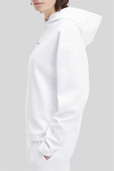 Calvin Klein Erkek Regular Fit Marka Logolu Kapüşonlu Sweatshirt Beyaz