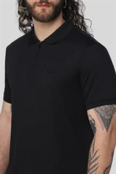 Calvin Klein Erkek Regular Fit Marka Logolu Polo Yaka T-Shirt Siyah