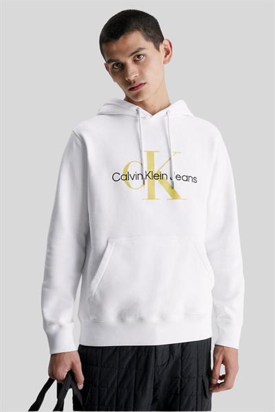 Calvin Klein Erkek Regular Fit Monologo Sweatshirt Beyaz