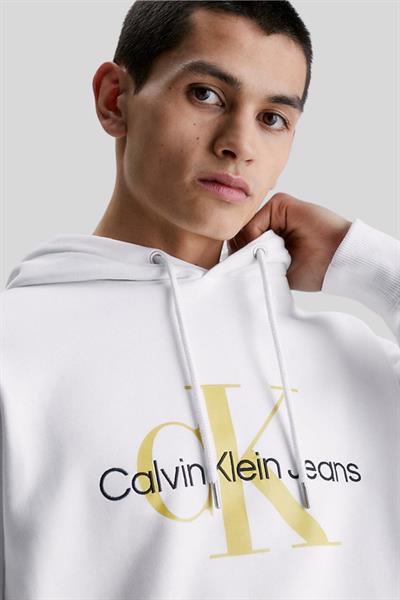 Calvin Klein Erkek Regular Fit Monologo Sweatshirt Beyaz