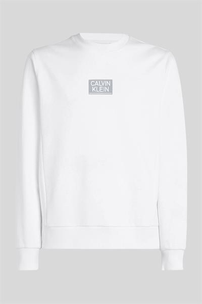 Calvin Klein Erkek Regular Fit Parlak Sweatshirt Beyaz
