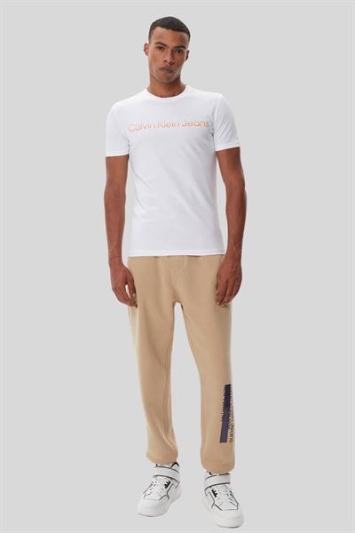 Calvin Klein Erkek Regular Fit Yuvarlak Yakalı Logolu T-Shirt Beyaz
