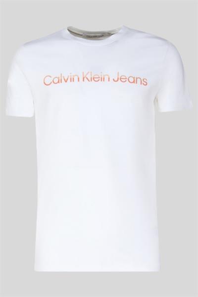 Calvin Klein Erkek Regular Fit Yuvarlak Yakalı Logolu T-Shirt Beyaz