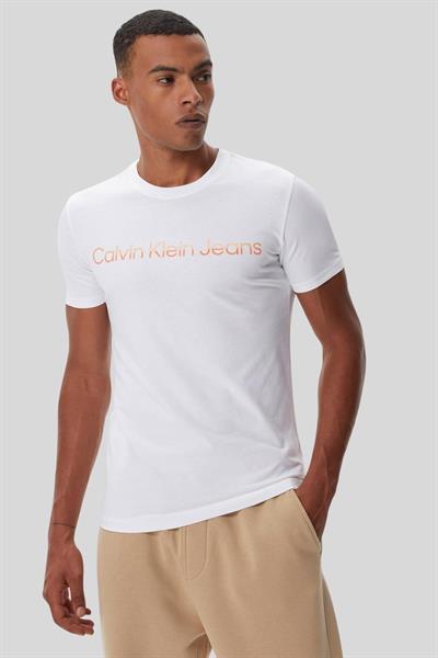 Calvin Klein Erkek Regular Fit Yuvarlak Yakalı Logolu T-Shirt Beyaz