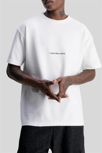 Calvin Klein Erkek Slim Fit Bisiklet Yaka T-Shirt Beyaz