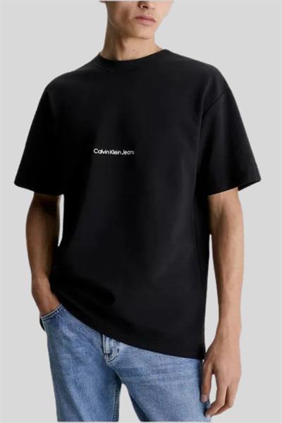 Calvin Klein Erkek Slim Fit Bisiklet Yaka T-Shirt Siyah