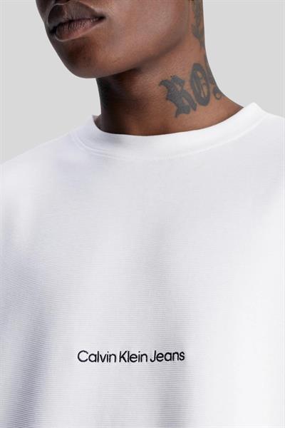 Calvin Klein Erkek Slim Fit Bisiklet Yaka T-Shirt Beyaz