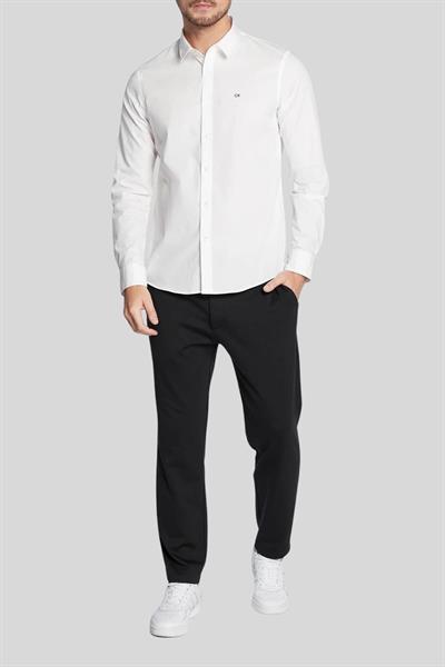 Calvin Klein Erkek Slim Fit İnce Poplin Streç Gömlek Beyaz