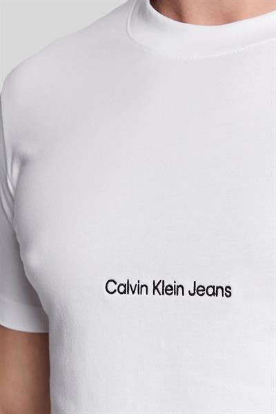 Calvin Klein Erkek Slim Fit Organik Pamuklu Bisiklet Yaka T-Shirt Beyaz