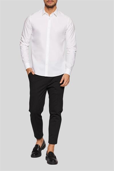 Calvin Klein Erkek Slim Fit Streç Pamuklu Poplin Gömlek Beyaz