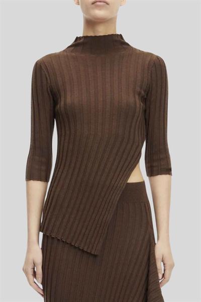 Calvin Klein Kadın Balıkçı Yaka Kazak Kahverengi
