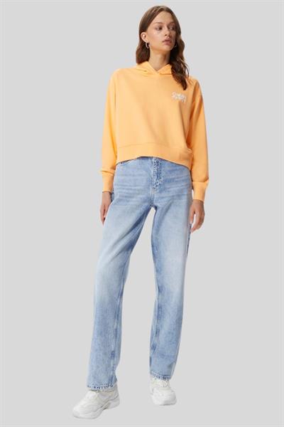 Calvin Klein Kadın Baskılı Kapüşonlu Sweatshirt Turuncu