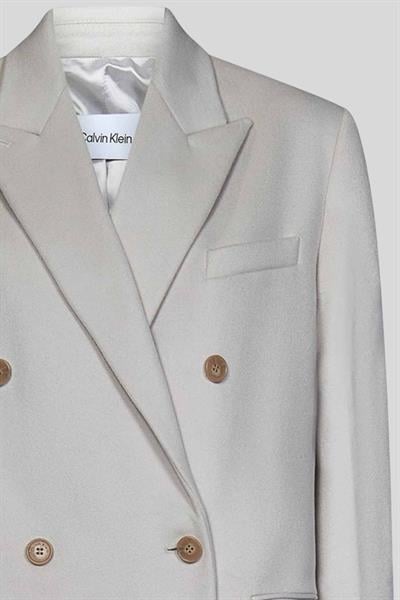 Calvin Klein Kadın Çift Düğmeli Yünlü Palto Bej