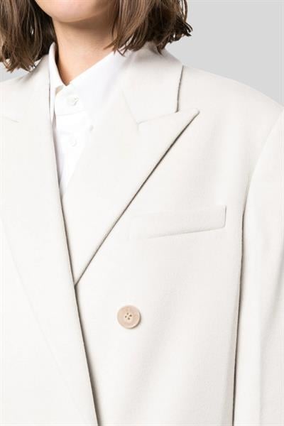 Calvin Klein Kadın Çift Düğmeli Yünlü Palto Bej