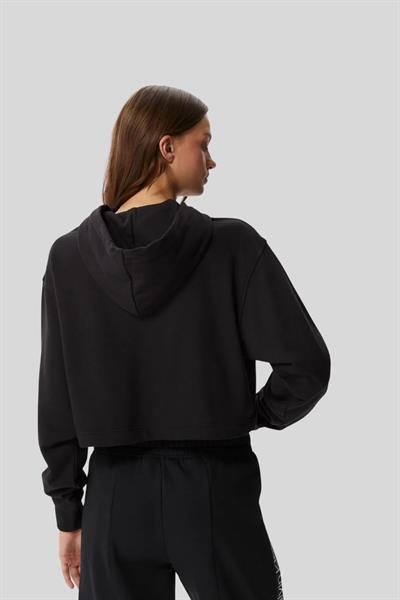 Calvin Klein Kadın Kapşonlu Crop  Sweatshirt Siyah