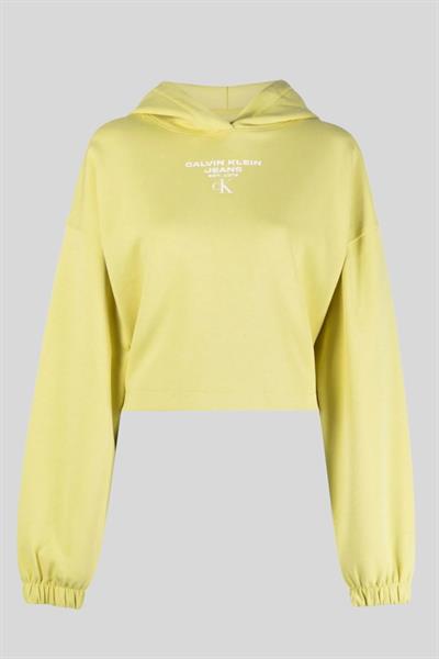 Calvin Klein Kadın Kapüşonlu Uzun Kollu  Sweatshirt Sarı