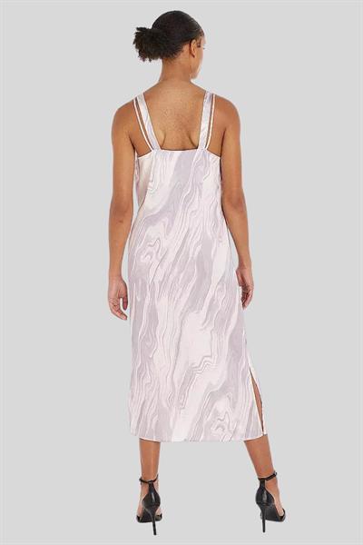 Calvin Klein Kadın Kolsuz Grafik Baskılı Parlak Sarmal Midi Elbise Mor