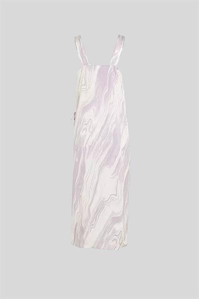 Calvin Klein Kadın Kolsuz Grafik Baskılı Parlak Sarmal Midi Elbise Mor