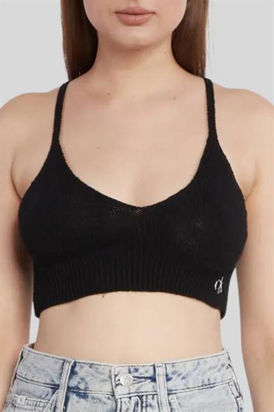 Calvin Klein Kadın Logo İşlemeli Örme Büstiyer Siyah