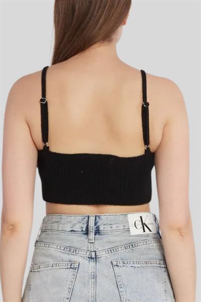 Calvin Klein Kadın Logo İşlemeli Örme Büstiyer Siyah