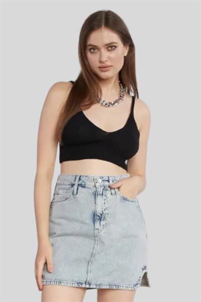 Calvin Klein Kadın Logo İşlemeli Örme Büstiyer Siyah