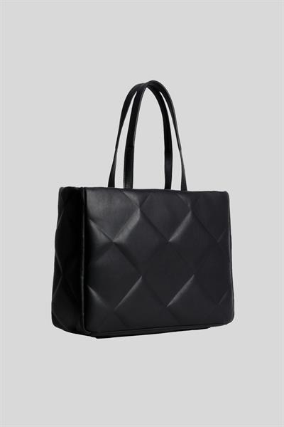 Calvin Klein Kadın Logolu Deri Fermuarlı Günlük Kullanım Omuz Çantası Siyah