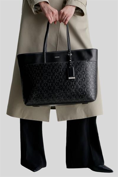 Calvin Klein Kadın Logolu İç Cepli Alışveriş Çantası Siyah