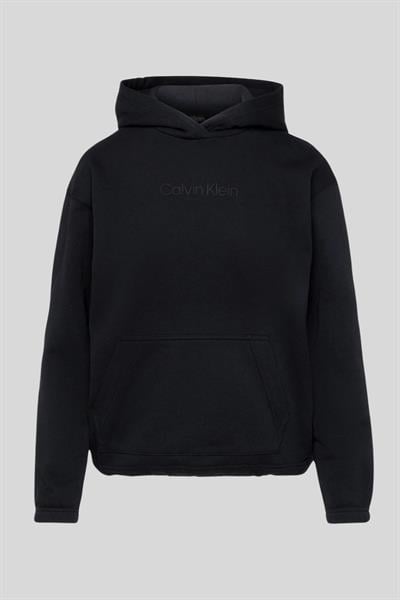 Calvin Klein Kadın Logolu Kapüşonlu Sweatshirt Siyah