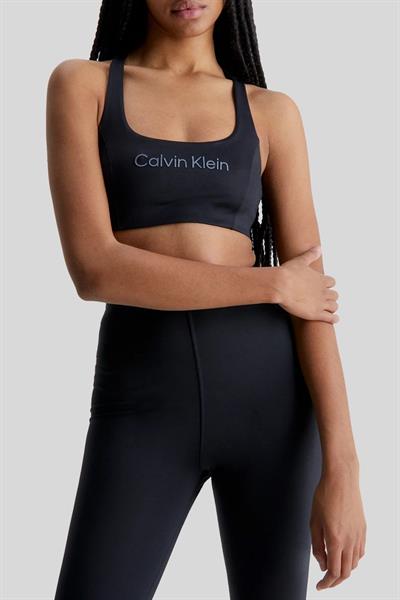 Calvin Klein Kadın Logolu Nem Emici Spor Sütyen Siyah