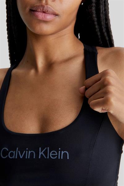 Calvin Klein Kadın Logolu Nem Emici Spor Sütyen Siyah