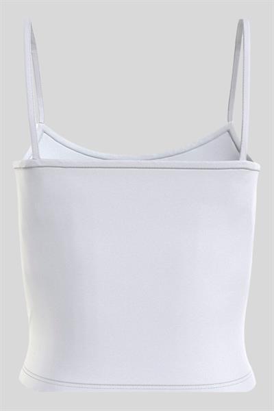 Calvin Klein Kadın Logolu Yuvarlak Yaka Askılı Body Beyaz