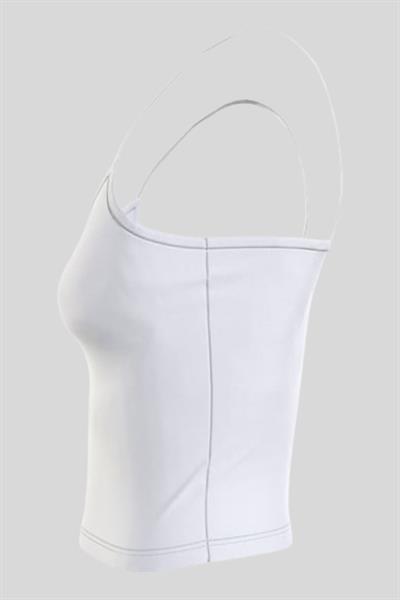 Calvin Klein Kadın Logolu Yuvarlak Yaka Askılı Body Beyaz